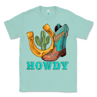 Seafoam howdy turquoise cowboy boots horseshoe Classic Tee - AdoDesignShop