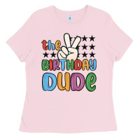 Bubblegum Pink the birthday dude Ladies Tee - MaliasSmallBusiness