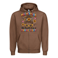 Chestnut motherhood the perfect mix of chaos and love Zipper Hoodie - MaliasSmallBusiness