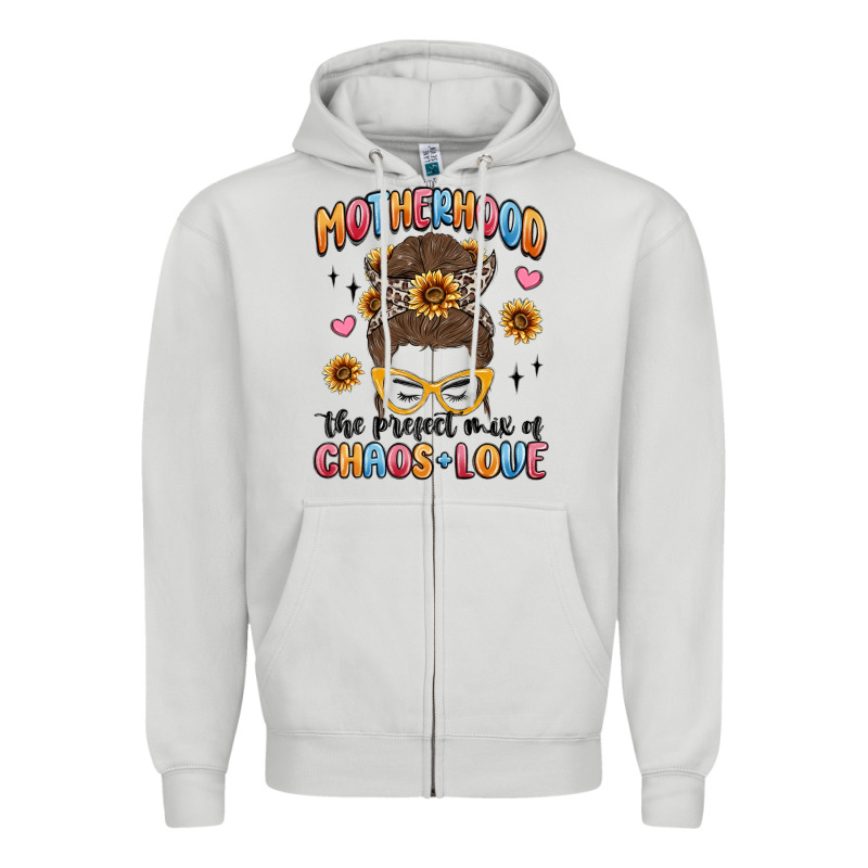 Motherhood The Perfect Mix Of Chaos And Love Zipper Hoodie by MaliasSmallBusiness | Teevron