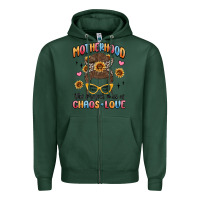 Sports Green motherhood the perfect mix of chaos and love Zipper Hoodie - MaliasSmallBusiness