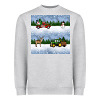 Heather Grey christmas snow truck seamless pattern Heavyweight Sweatshirt - BundleAndBundleShop