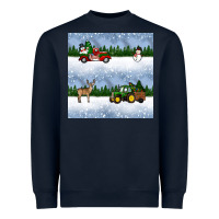 Navy christmas snow truck seamless pattern Heavyweight Sweatshirt - BundleAndBundleShop
