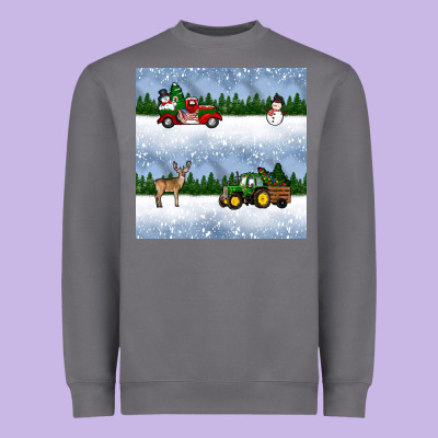 Christmas Snow Truck Seamless Pattern Heavyweight Sweatshirt Designed By Bundleandbundleshop