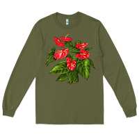 Army Green anthurium Long Sleeve Tee - LillyAllenDesigns
