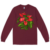 Burgundy anthurium Long Sleeve Tee - LillyAllenDesigns