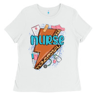 White nurse lightning bolt Ladies Tee - MaliasSmallBusiness
