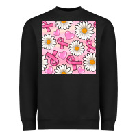 Black breast cancer awareness with daisy and heart seamless pattern Heavyweight Sweatshirt - BundleAndBundleShop