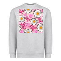 Heather Grey breast cancer awareness with daisy and heart seamless pattern Heavyweight Sweatshirt - BundleAndBundleShop