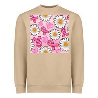Mushroom breast cancer awareness with daisy and heart seamless pattern Heavyweight Sweatshirt - BundleAndBundleShop