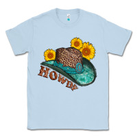 Dusty Blue howdy leopard tooled leather hat Classic Tee - AdoDesignShop