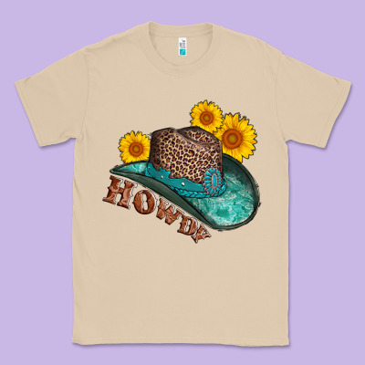 Howdy Leopard Tooled Leather Hat Classic Tee Designed By Adodesignshop