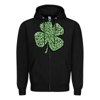 Black leopard shamrock Zipper Hoodie - MaliasSmallBusiness