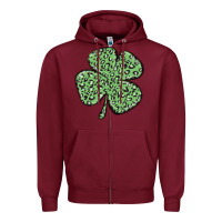 Burgundy leopard shamrock Zipper Hoodie - MaliasSmallBusiness