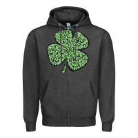 Charcoal Heather leopard shamrock Zipper Hoodie - MaliasSmallBusiness