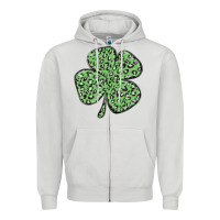 Dove Grey leopard shamrock Zipper Hoodie - MaliasSmallBusiness