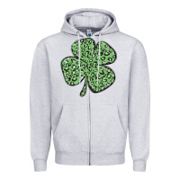 Heather Grey leopard shamrock Zipper Hoodie - MaliasSmallBusiness