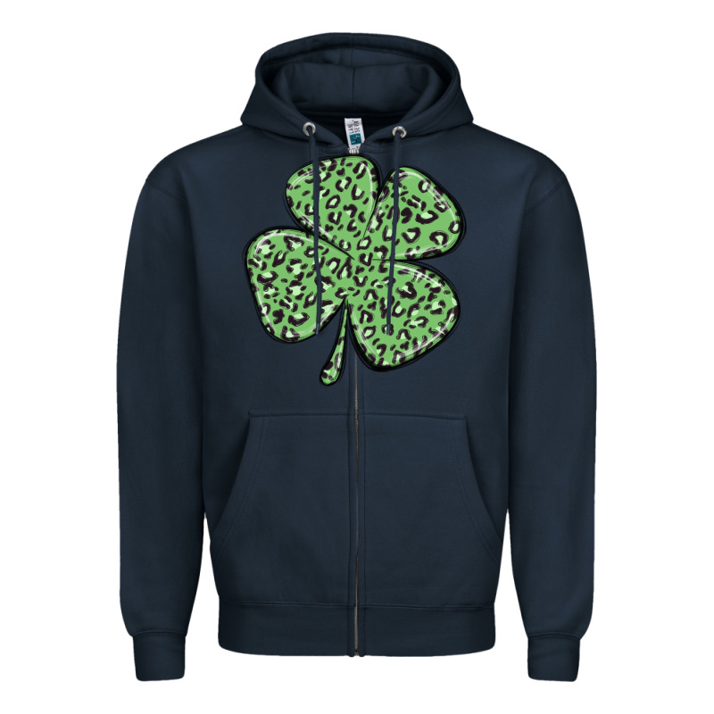 Leopard Shamrock Zipper Hoodie by MaliasSmallBusiness | Teevron