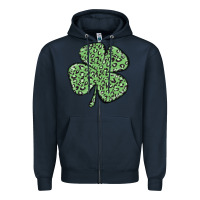 Navy leopard shamrock Zipper Hoodie - MaliasSmallBusiness
