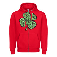 Red leopard shamrock Zipper Hoodie - MaliasSmallBusiness