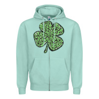 Seafoam leopard shamrock Zipper Hoodie - MaliasSmallBusiness