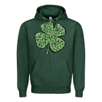 Sports Green leopard shamrock Zipper Hoodie - MaliasSmallBusiness