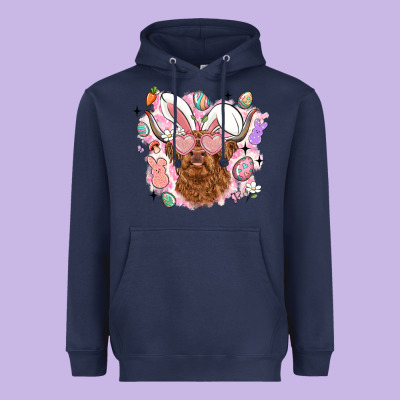 Highland Heifer Easter Heavyweight Hoodie Designed By Lillyallendesigns