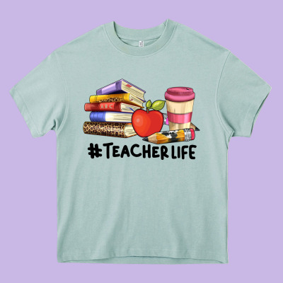 Teacher Life With Books  Pen And Coffee Heavy Core Tee Designed By Artiststas