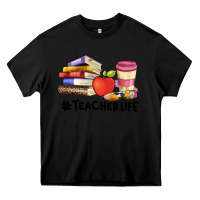 Black teacher life with books  pen and coffee Heavy Core Tee - Artiststas