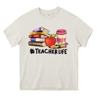 Cream teacher life with books  pen and coffee Heavy Core Tee - Artiststas