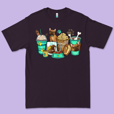 French Bulldog Coffee Cups Premium Tee Designed By Zillion Design Studio