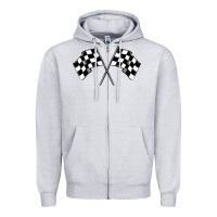 Heather Grey race flag Zipper Hoodie - MaliasSmallBusiness