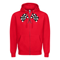Red race flag Zipper Hoodie - MaliasSmallBusiness
