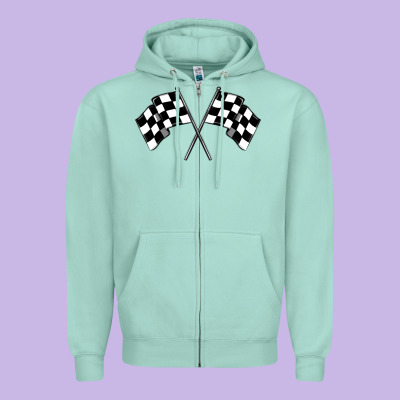 Race Flag Zipper Hoodie Designed By Maliassmallbusiness