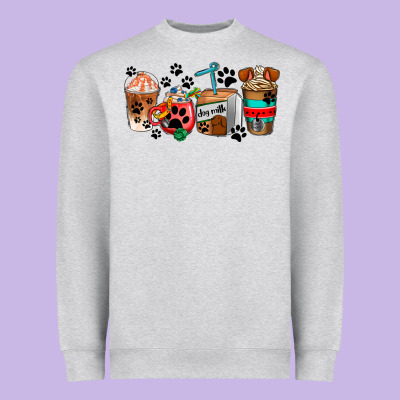 Dogs Coffee Cups Heavyweight Sweatshirt Designed By Adodesignshop