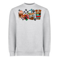 Heather Grey dogs coffee cups Heavyweight Sweatshirt - AdoDesignShop