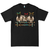 Black 3 sheeps suffolk ewe with bandanas and fence Premium Tee - BarkalooDesign