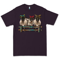 Plum 3 sheeps suffolk ewe with bandanas and fence Premium Tee - BarkalooDesign