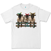 White 3 sheeps suffolk ewe with bandanas and fence Premium Tee - BarkalooDesign