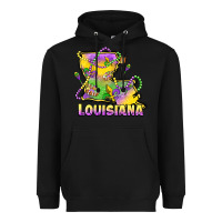 Black louisiana mardi gras state map Heavyweight Hoodie - LillyAllenDesigns