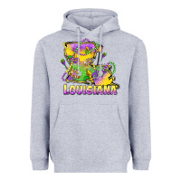 Heather Grey louisiana mardi gras state map Heavyweight Hoodie - LillyAllenDesigns