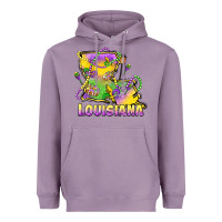 Lavender louisiana mardi gras state map Heavyweight Hoodie - LillyAllenDesigns