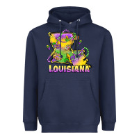 Navy louisiana mardi gras state map Heavyweight Hoodie - LillyAllenDesigns