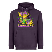 Plum louisiana mardi gras state map Heavyweight Hoodie - LillyAllenDesigns