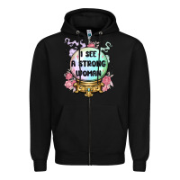 Black i see a strong woman Zipper Hoodie - MaliasSmallBusiness