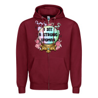 Burgundy i see a strong woman Zipper Hoodie - MaliasSmallBusiness