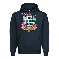Navy i see a strong woman Zipper Hoodie - MaliasSmallBusiness