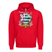 Red i see a strong woman Zipper Hoodie - MaliasSmallBusiness