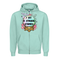 Seafoam i see a strong woman Zipper Hoodie - MaliasSmallBusiness