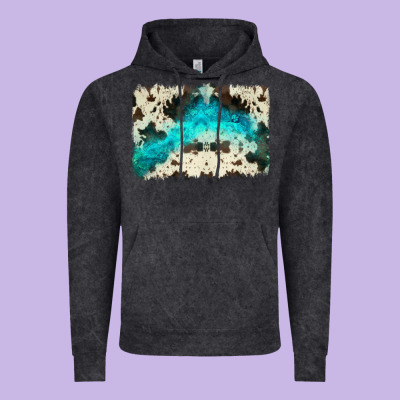 Turquoise, Cowhide Backgraund Vintage Hoodie Designed By Jahusdesignshop